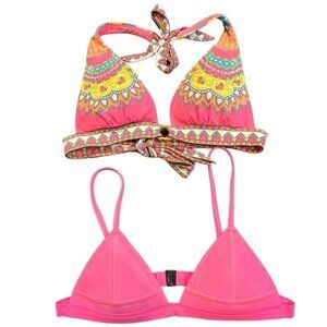 2 bikini tops-triangl neoprene top /Victoria’s Secret padded halter both size S